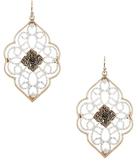 Southern Living Mixed Metal Cut Out with Hematite Stone Drop Earrings