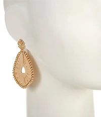 Southern Living Monstera Leaf Cream Raffia Wrapped Drop Earrings