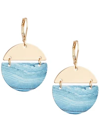 Southern Living Multi Blue Sea Print Round Metal Drop Earrings