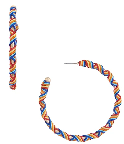 Southern Living Resort Multi Colored Thread Wrapped Hoop Earrings