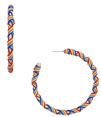 Southern Living Rainbow Thread Wrapped Resort Statement Hoop Earrings