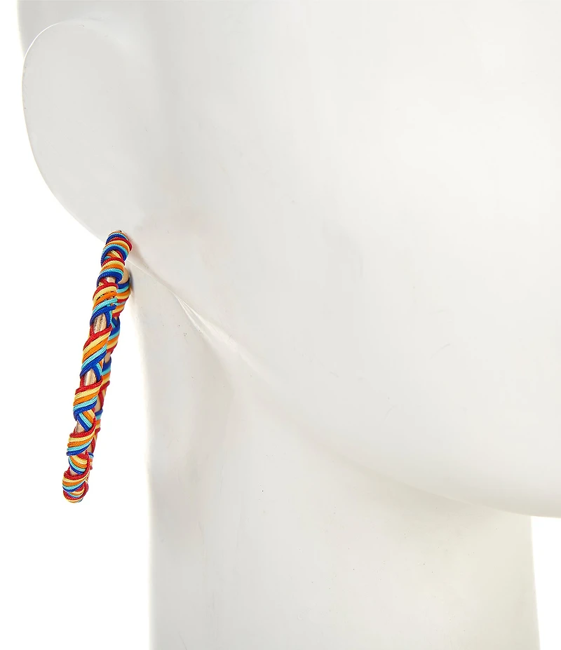 Southern Living Rainbow Thread Wrapped Resort Statement Hoop Earrings