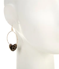 Southern Living Multi Disc Jet Bead Hammered Wire Orbital Earrings