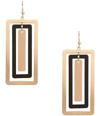 Southern Living Multi Rectangle Metal Jet Rubberized Drop Earrings
