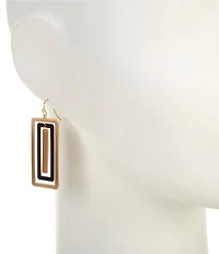 Southern Living Multi Rectangle Metal Jet Rubberized Drop Earrings