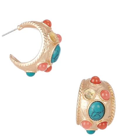Southern Living Multi Semi Precious Stone Hoop Earrings