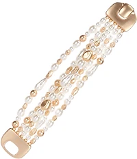 Southern Living Multi Shape Pearl & Bead Multi Row Line Bracelet