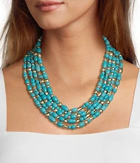 Southern Living Multi Shape Turquoise Beaded Short Multi Strand Necklace