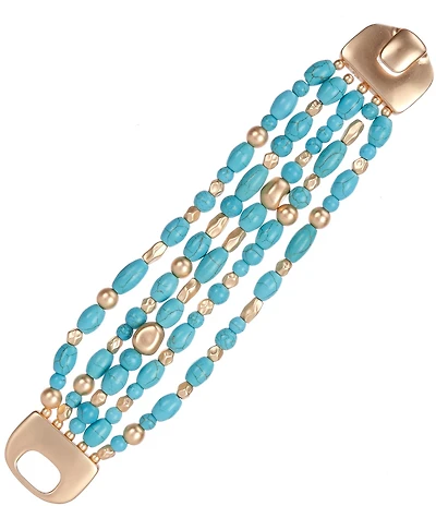 Southern Living Multi Shape Turquoise Bead Multi Row Line Bracelet