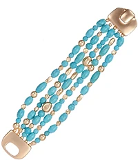 Southern Living Multi Shape Turquoise Bead Multi Row Statement Line Bracelet
