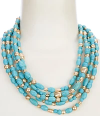 Southern Living Multi Shape Turquoise Bead Short Multi Strand Statement Necklace
