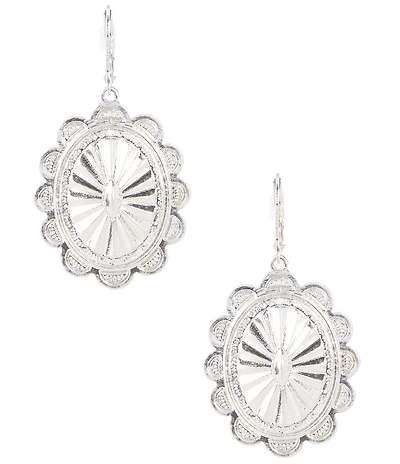 Southern Living Multi Textured Metal Oval Drop Earrings