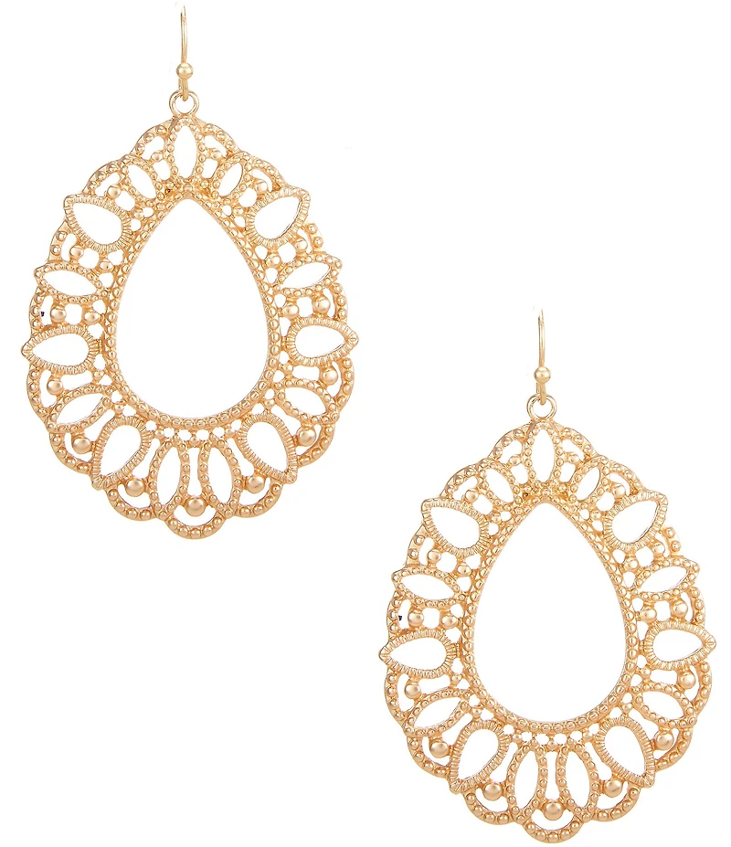 Southern Living Multi Textured Open Metal Teardrop Earrings