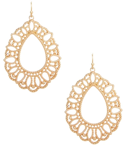 Southern Living Multi Textured Open Metal Teardrop Earrings