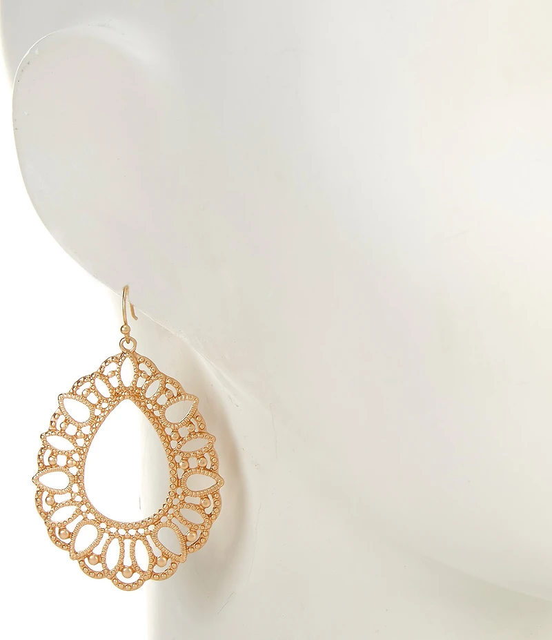 Southern Living Multi Textured Open Metal Teardrop Earrings