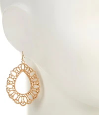 Southern Living Multi Textured Open Metal Teardrop Earrings