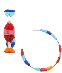 Southern Living Rainbow Multi-Thread Wrapped Resort Hoop Earrings