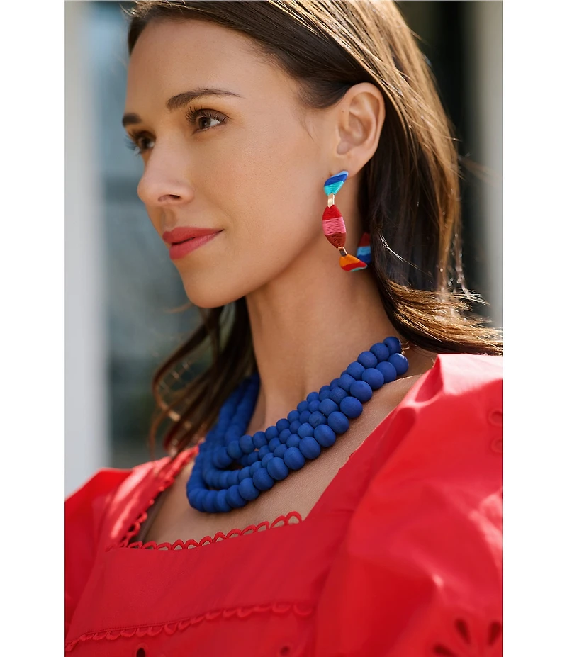 Southern Living Rainbow Multi-Thread Wrapped Resort Hoop Earrings
