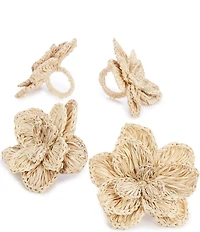 Southern Living Natural Raffia Floral Napkin Rings, Set of 4