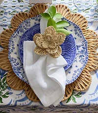 Southern Living Natural Raffia Floral Napkin Rings, Set of 4