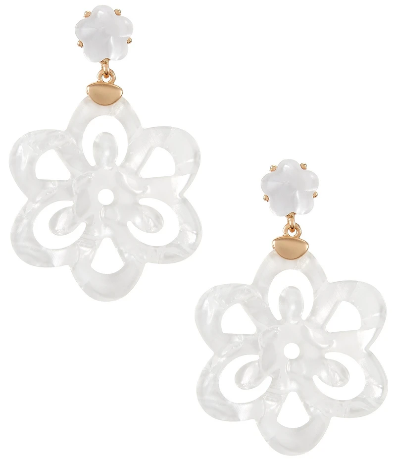 Southern Living Resin Double Flower Drop Earrings