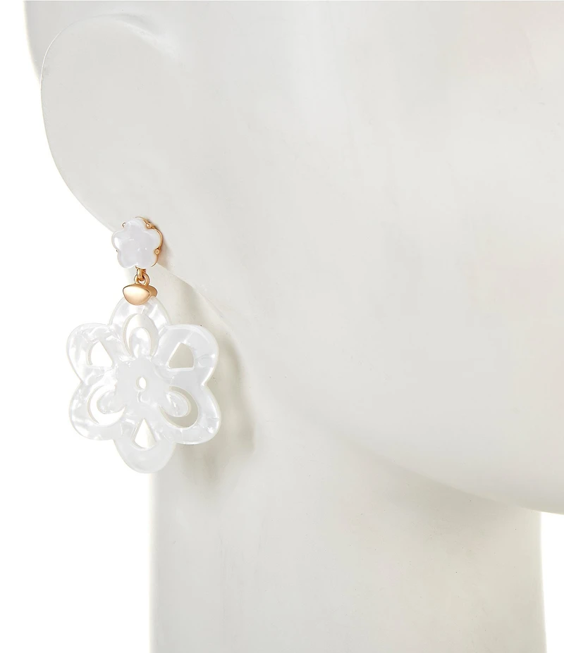 Southern Living Resin Double Flower Drop Earrings