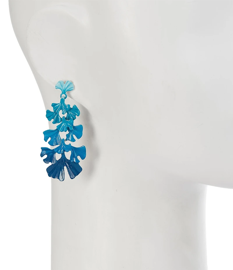 Southern Living Ombre Blue Ginko Leaf Drop Earrings