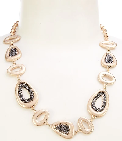 Southern Living Organic Circle Hematite Collar Necklace