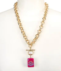 Southern Living Pearl And Bow Mahjong Tile Short Pendant Necklace