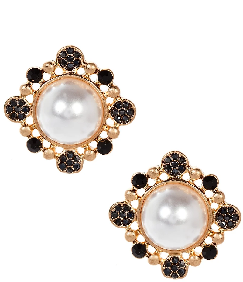 Southern Living Pearl and Stone Stud Earrings
