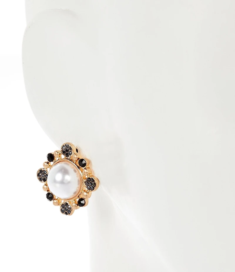 Southern Living Pearl and Stone Stud Earrings