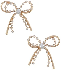 Southern Living Pearl Double Bow Stud Drop Earrings