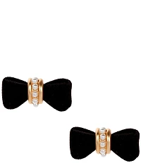 Southern Living Pearl Beaded Jet Velvet Bow Stud Earrings