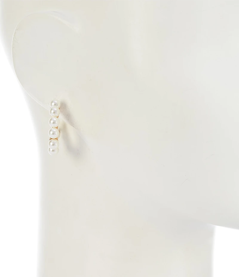 Southern Living Pearl Small C Metal Clutchless Hoop Earrings