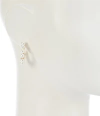 Southern Living Pearl Small C Metal Clutchless Hoop Earrings