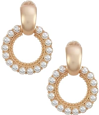 Southern Living Pearl Textured Metal Door Knocker Orbital Earrings