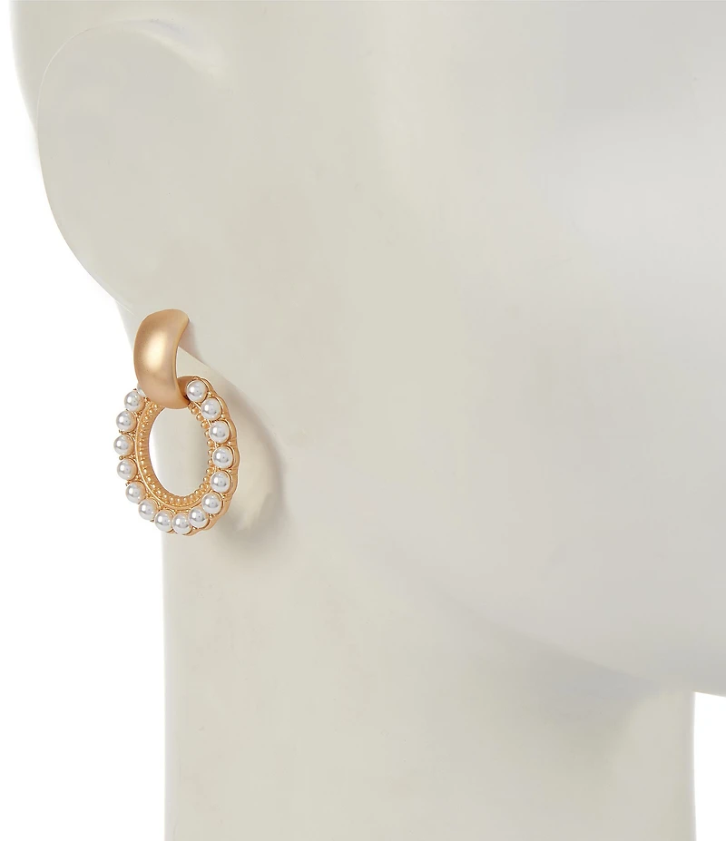 Southern Living Pearl Textured Metal Door Knocker Orbital Earrings