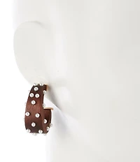 Southern Living Pearl Beaded Wood Hoop Earrings
