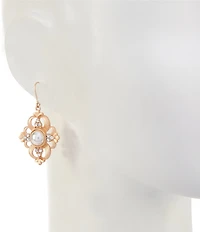 Southern Living Pearl Cab Crystal Stone Line Textured Open Drop Earrings