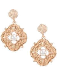Southern Living Pearl Cab Multi Textured Metal Clover Drop Earrings
