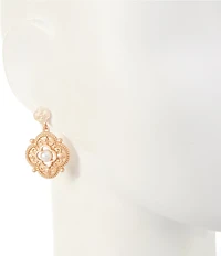 Southern Living Pearl Cab Multi Textured Metal Clover Drop Earrings