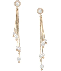 Southern Living Pearl Cab Stud Graduating Chain Multi Pearl Chandelier Earrings