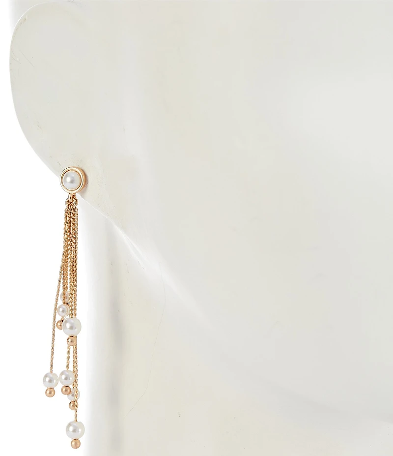 Southern Living Pearl Cab Stud Graduating Chain Multi Pearl Chandelier Earrings