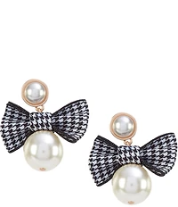 Southern Living Pearl Cab Stud Jet Bow Pearl Drop Earrings