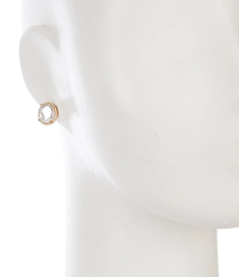 Southern Living Pearl Coin Stud & Hammered Metal J Hoop & Stud Earrings