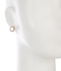 Southern Living Pearl Coin Stud & Hammered Metal J Hoop & Stud Earrings