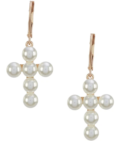 Southern Living Pearl Cross Drop Earrings