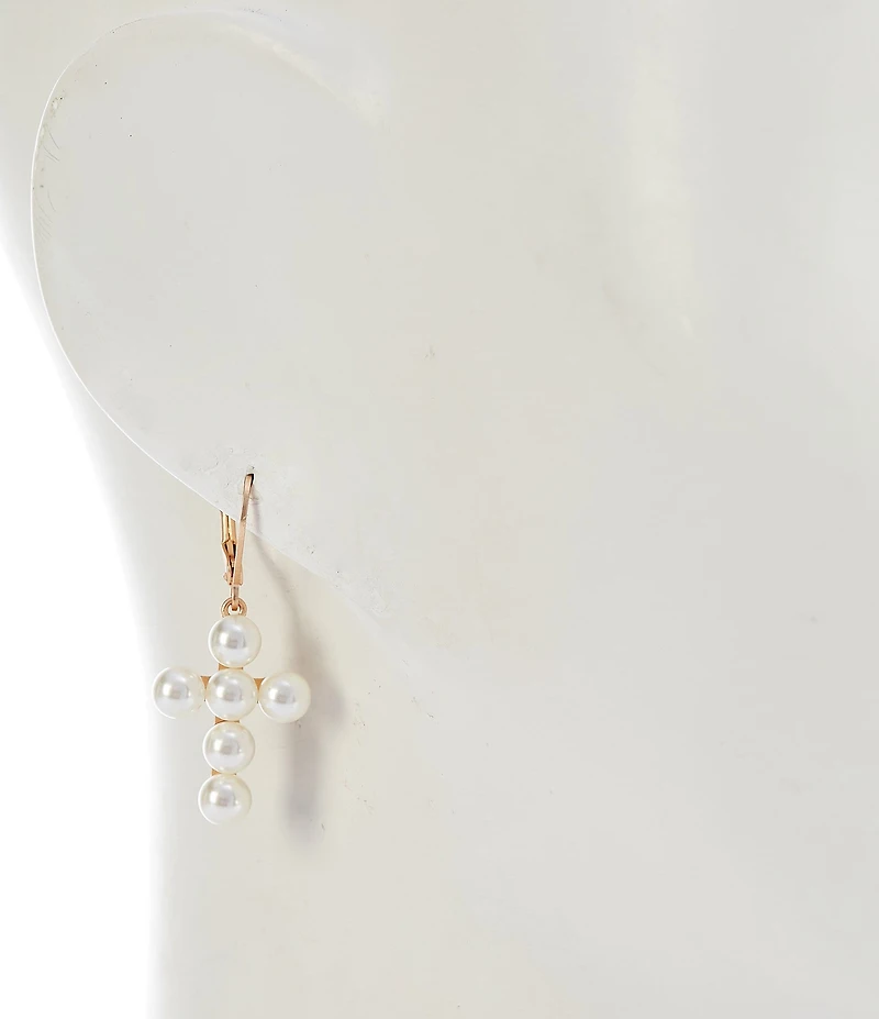Southern Living Pearl Cross Drop Earrings