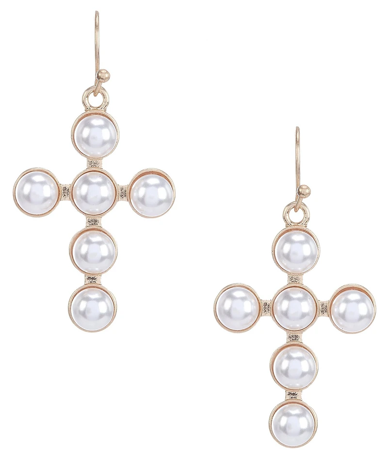 Southern Living Pearl Cross Drop Earrings