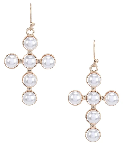 Southern Living Pearl Cross Drop Earrings
